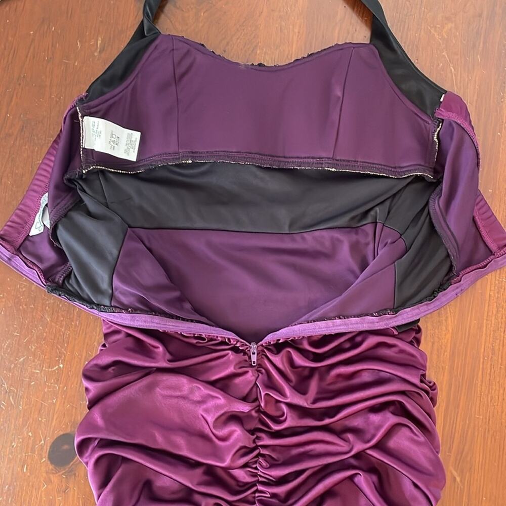 Speechless Sequin Medium Mini Dress Purple Black Made in USA Wear Underarms - Picture 7 of 11
